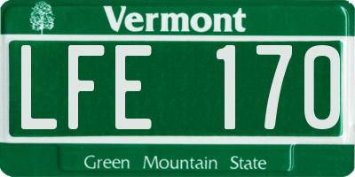 VT license plate LFE170