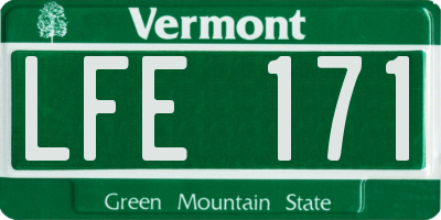 VT license plate LFE171