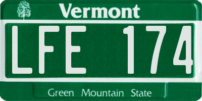 VT license plate LFE174