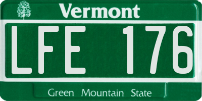 VT license plate LFE176