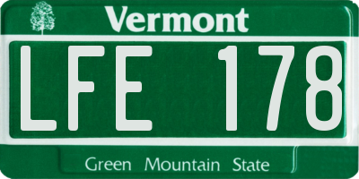 VT license plate LFE178