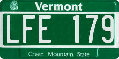 VT license plate LFE179