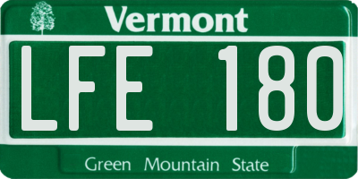 VT license plate LFE180
