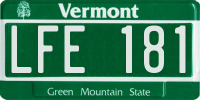 VT license plate LFE181