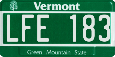 VT license plate LFE183