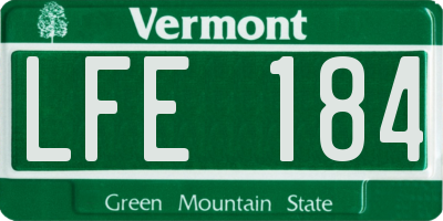 VT license plate LFE184