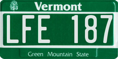 VT license plate LFE187