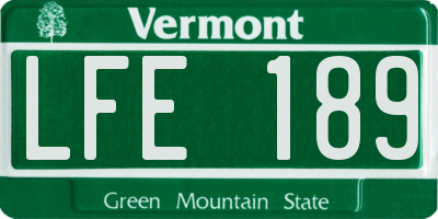 VT license plate LFE189