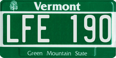VT license plate LFE190