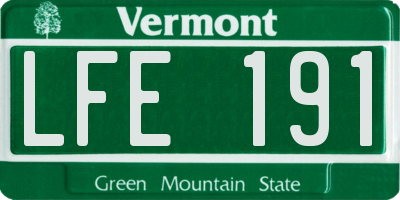VT license plate LFE191