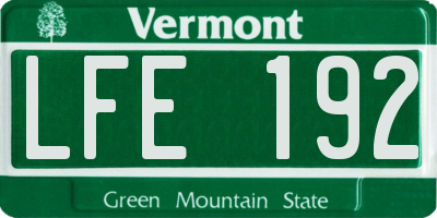 VT license plate LFE192