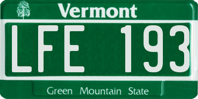 VT license plate LFE193