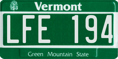 VT license plate LFE194