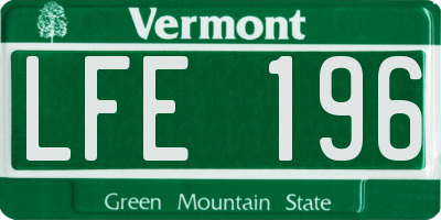VT license plate LFE196