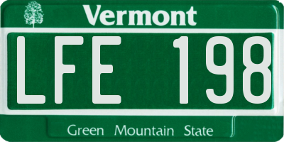 VT license plate LFE198