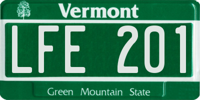VT license plate LFE201
