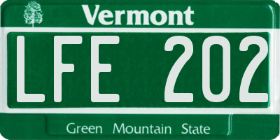 VT license plate LFE202