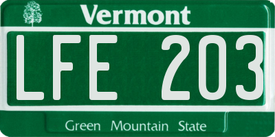 VT license plate LFE203