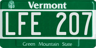 VT license plate LFE207