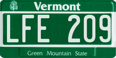 VT license plate LFE209