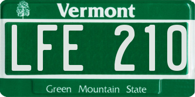 VT license plate LFE210