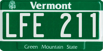 VT license plate LFE211