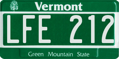 VT license plate LFE212