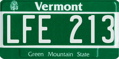VT license plate LFE213