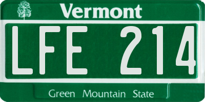 VT license plate LFE214