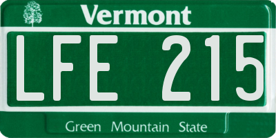 VT license plate LFE215