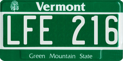 VT license plate LFE216