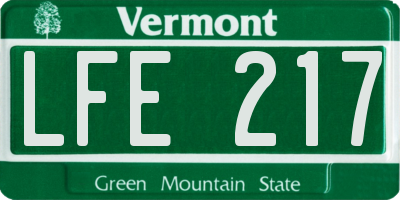 VT license plate LFE217