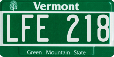 VT license plate LFE218