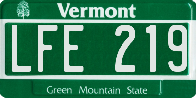 VT license plate LFE219