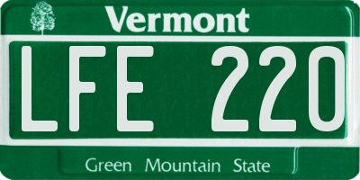 VT license plate LFE220