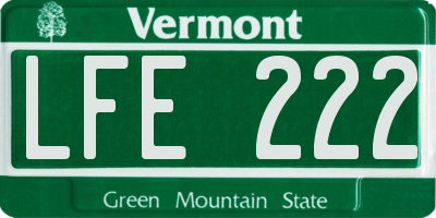 VT license plate LFE222