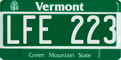 VT license plate LFE223