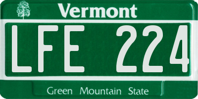 VT license plate LFE224