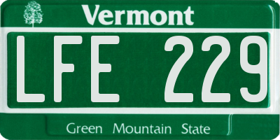 VT license plate LFE229