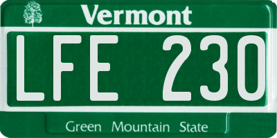 VT license plate LFE230