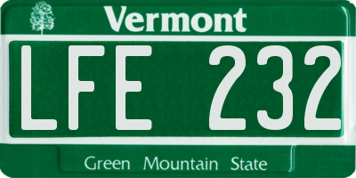 VT license plate LFE232