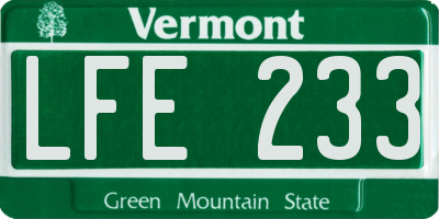 VT license plate LFE233