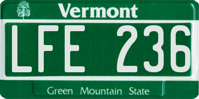VT license plate LFE236