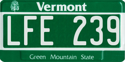 VT license plate LFE239
