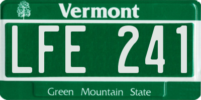 VT license plate LFE241
