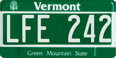 VT license plate LFE242