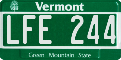 VT license plate LFE244
