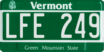 VT license plate LFE249