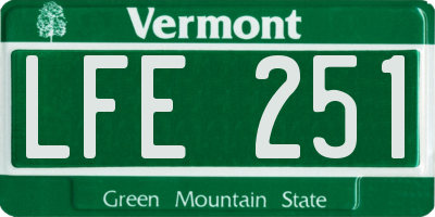 VT license plate LFE251