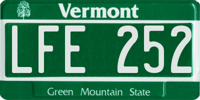 VT license plate LFE252